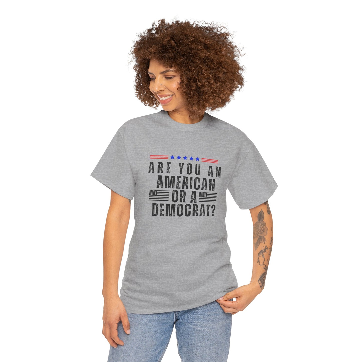 Patriotic T-shirt American or Democrat Shirt Election 2024 Political Statement Tee Proud American Gift Ideas