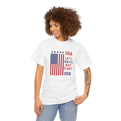 USA Unity Shirt, Let's Unite Not Fight, Patriotic American Flag T-Shirt, American pride Unisex Tee, Independence Day Shirt