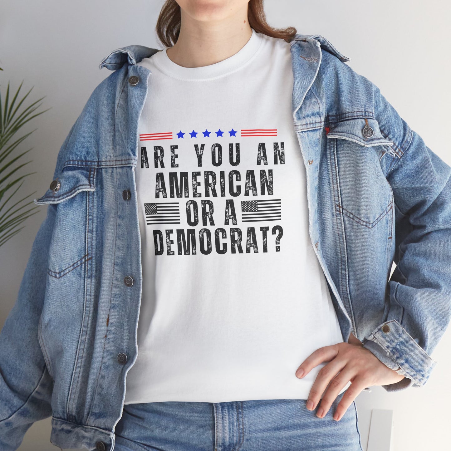 Patriotic T-shirt American or Democrat Shirt Election 2024 Political Statement Tee Proud American Gift Ideas