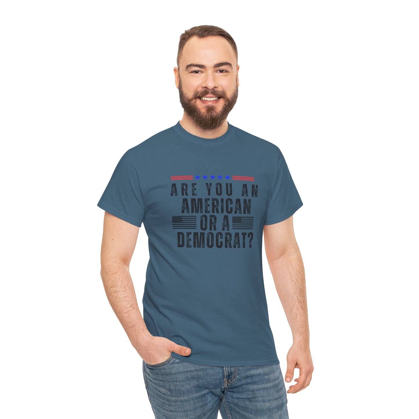 Patriotic T-shirt American or Democrat Shirt Election 2024 Political Statement Tee Proud American Gift Ideas