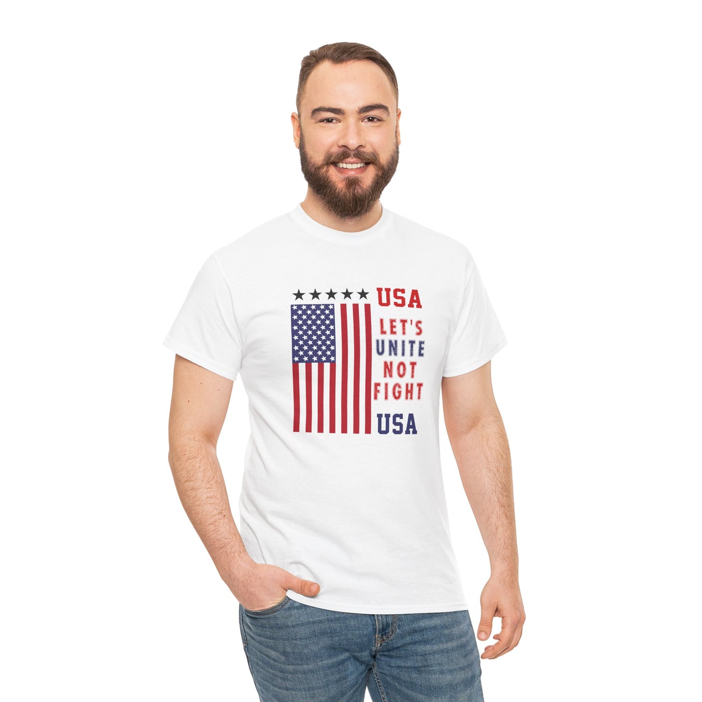 USA Unity Shirt, Let's Unite Not Fight, Patriotic American Flag T-Shirt, American pride Unisex Tee, Independence Day Shirt