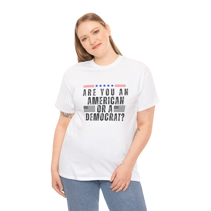 Patriotic T-shirt American or Democrat Shirt Election 2024 Political Statement Tee Proud American Gift Ideas