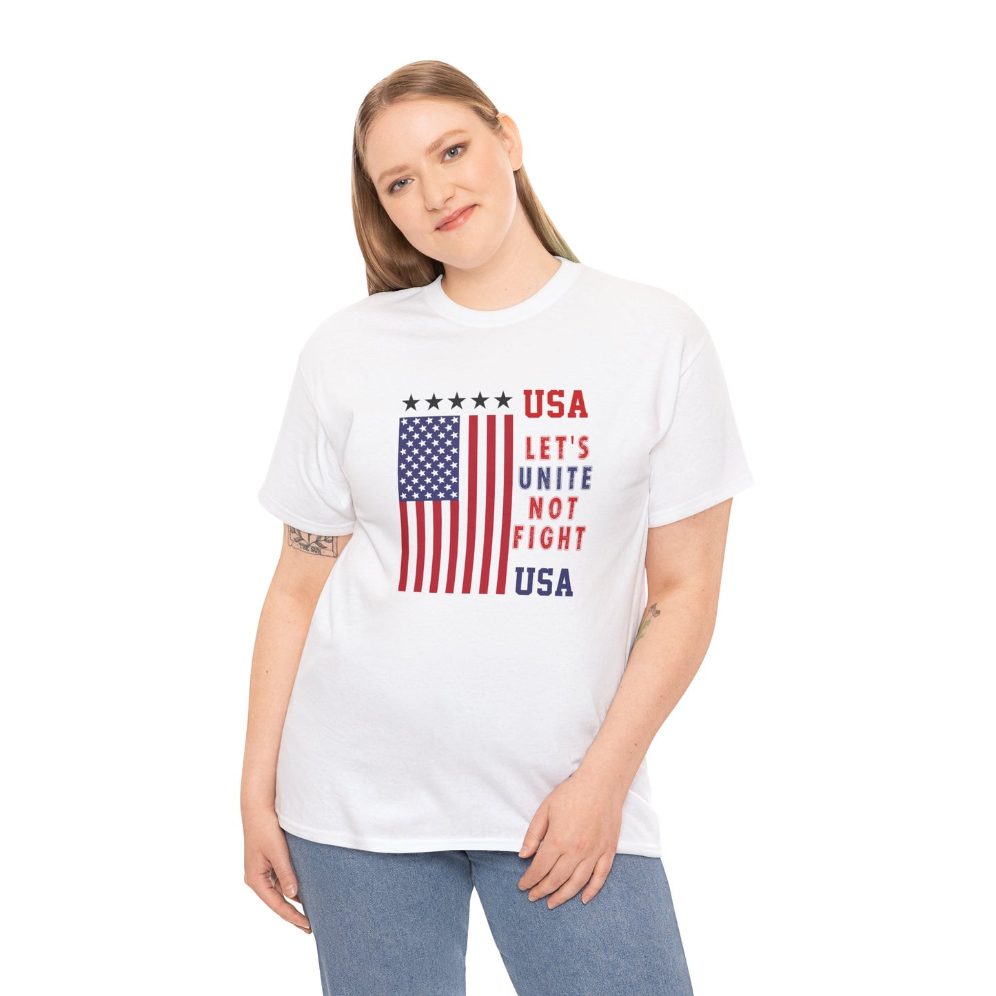 USA Unity Shirt, Let's Unite Not Fight, Patriotic American Flag T-Shirt, American pride Unisex Tee, Independence Day Shirt