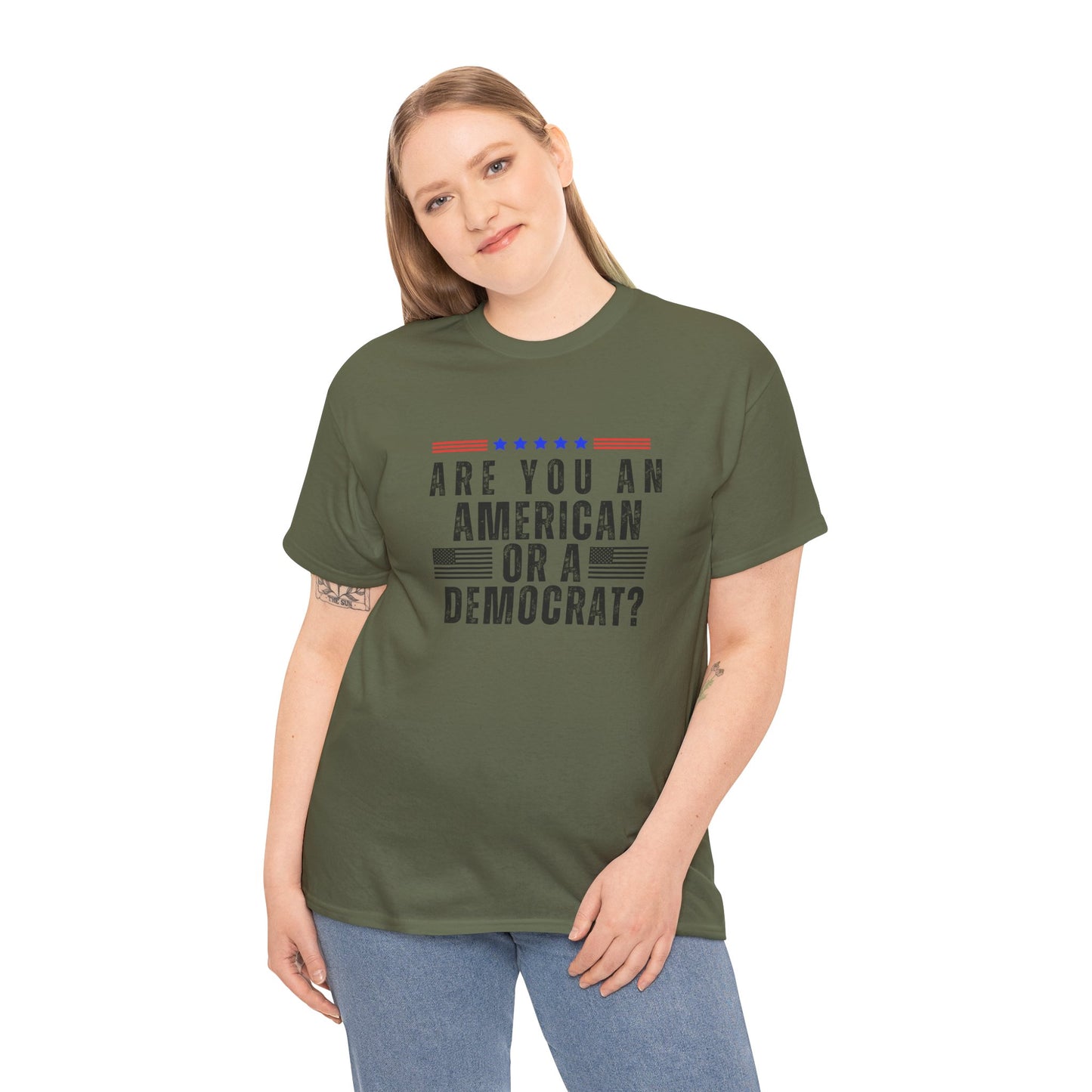 Patriotic T-shirt American or Democrat Shirt Election 2024 Political Statement Tee Proud American Gift Ideas