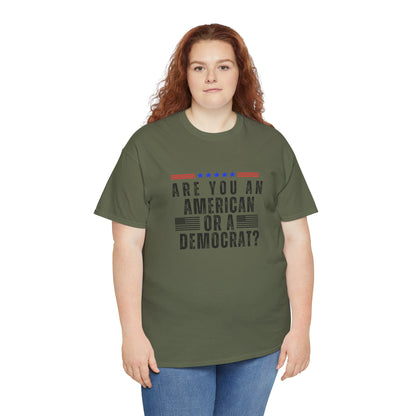 Patriotic T-shirt American or Democrat Shirt Election 2024 Political Statement Tee Proud American Gift Ideas