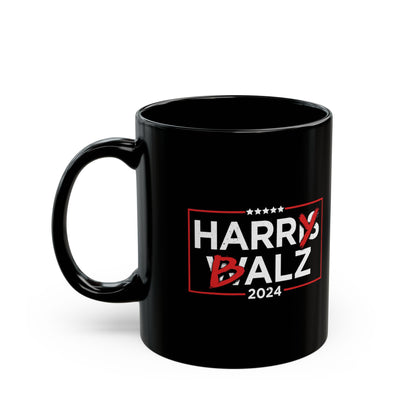 2024 Election Black Coffee Mug, Harris Walz, Funny Political Mug, Satire Humor, Novelty Gag Gift,  Trendy Humor Coffee Cup, 11oz and 15oz