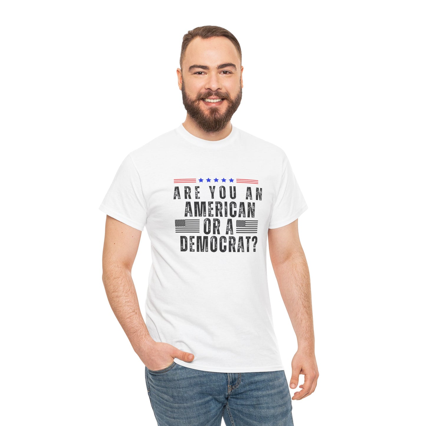 Patriotic T-shirt American or Democrat Shirt Election 2024 Political Statement Tee Proud American Gift Ideas