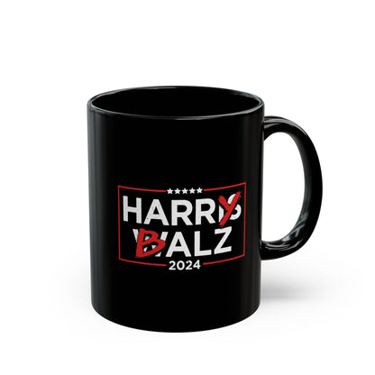 2024 Election Black Coffee Mug, Harris Walz, Funny Political Mug, Satire Humor, Novelty Gag Gift,  Trendy Humor Coffee Cup, 11oz and 15oz