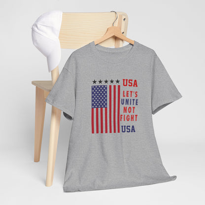 USA Unity Shirt, Let's Unite Not Fight, Patriotic American Flag T-Shirt, American pride Unisex Tee, Independence Day Shirt