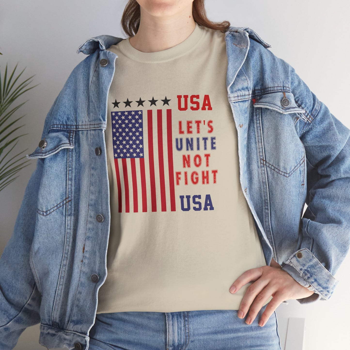 USA Unity Shirt, Let's Unite Not Fight, Patriotic American Flag T-Shirt, American pride Unisex Tee, Independence Day Shirt