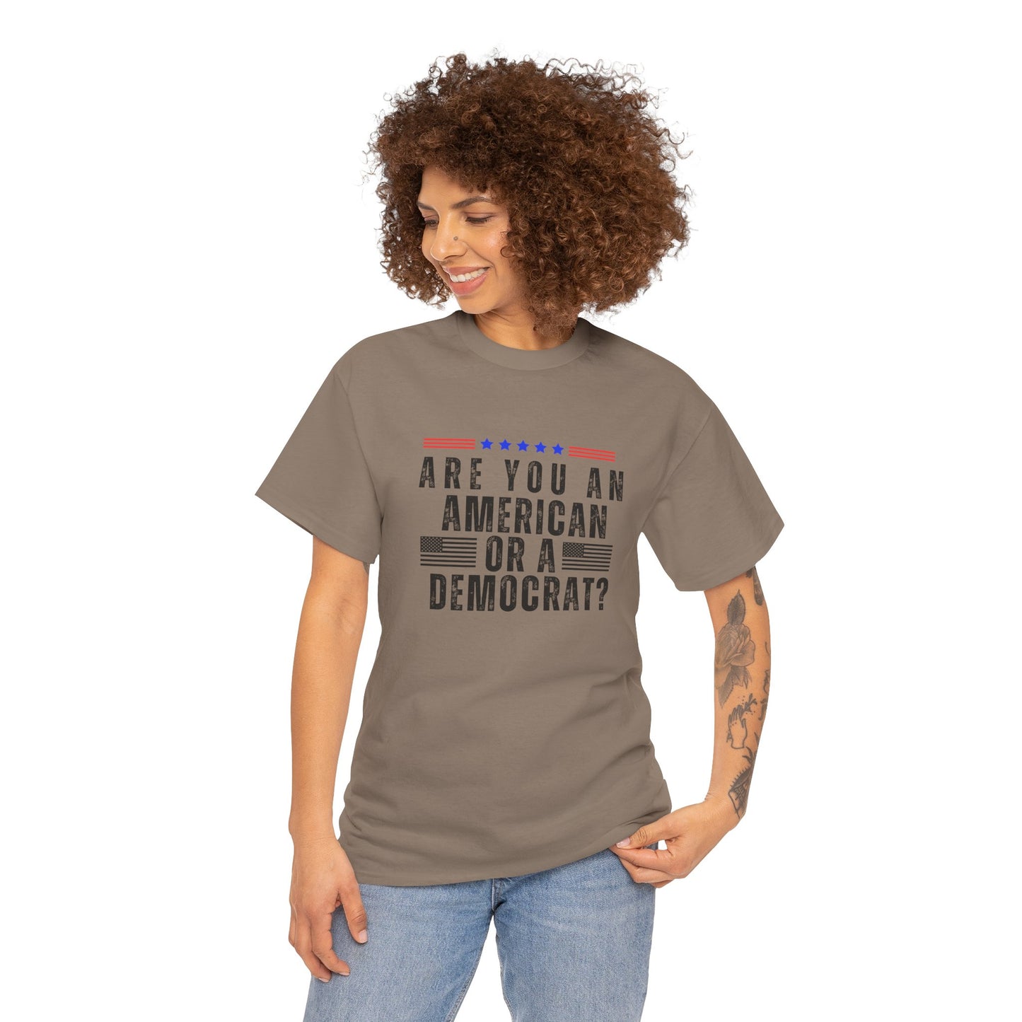 Patriotic T-shirt American or Democrat Shirt Election 2024 Political Statement Tee Proud American Gift Ideas