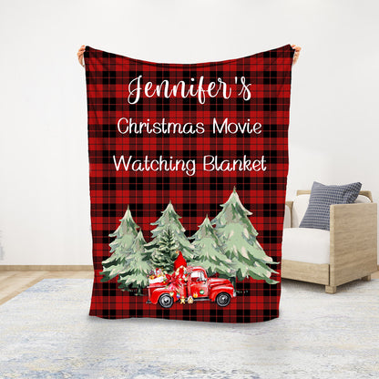 Custom Name Blanket Personalized Christmas Blanket Soft Fleece Flannel Throw Blanket for Men Women Red Truck Super Flannel Throw Blanket Xmas Gift for Mom Dad Grandma Grandpa Uncle Sister Family Frien