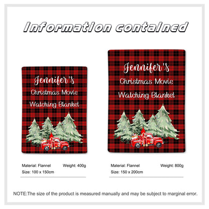 Custom Name Blanket Personalized Christmas Blanket Soft Fleece Flannel Throw Blanket for Men Women Red Truck Super Flannel Throw Blanket Xmas Gift for Mom Dad Grandma Grandpa Uncle Sister Family Frien