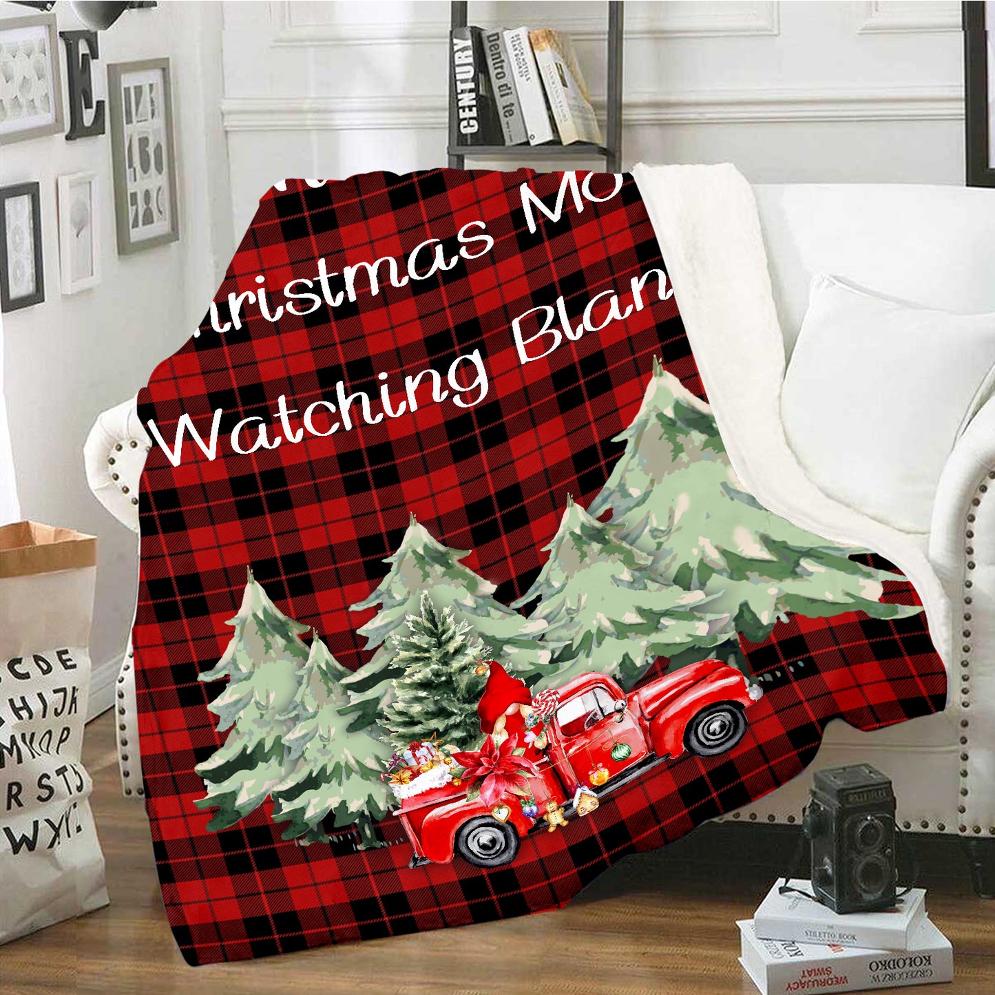 Custom Name Blanket Personalized Christmas Blanket Soft Fleece Flannel Throw Blanket for Men Women Red Truck Super Flannel Throw Blanket Xmas Gift for Mom Dad Grandma Grandpa Uncle Sister Family Frien